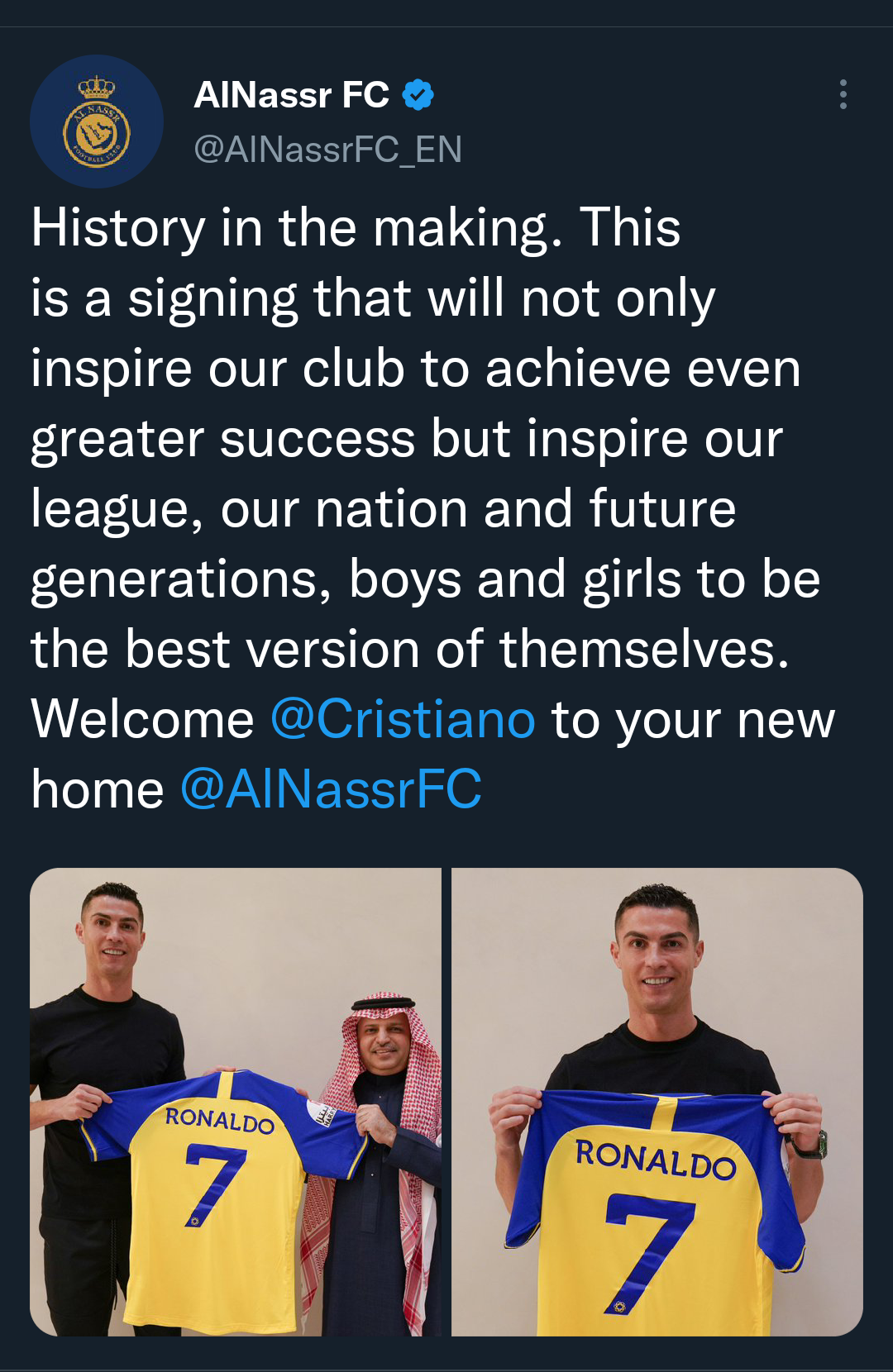 Saudi Arabia Club Al Nassr Signs Cristiano Ronaldo In '$214 Million